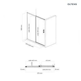 Breda Oltens Breda drzwi prysznicowe 100 cm czarny mat/szkło przezroczyste 21213300