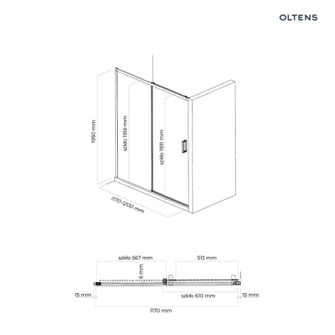 Breda Oltens Breda drzwi prysznicowe 120 cm chrom/szkło przezroczyste 21212100 Breda Oltens Breda drzwi prysznicowe 120 cm chrom/szkło przezroczyste 21212100