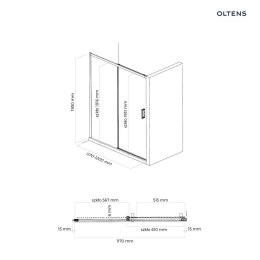 Breda Oltens Breda drzwi prysznicowe 120 cm czarny mat/szkło przezroczyste 21212300