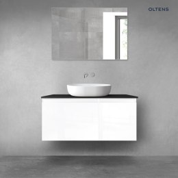 Vernal Oltens Vernal zestaw mebli łazienkowych 100 cm z blatem biały połysk/czarny mat 68255000