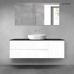 Vernal Oltens Vernal zestaw mebli łazienkowych 140 cm z blatem biały połysk/czarny mat 68267000