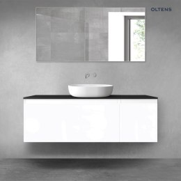 Vernal Oltens Vernal zestaw mebli łazienkowych 140 cm z blatem biały połysk/czarny mat 68316000