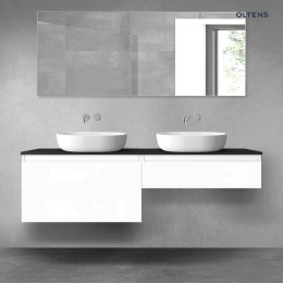 Vernal Oltens Vernal zestaw mebli łazienkowych 160 cm z blatem biały połysk/czarny mat 68371000