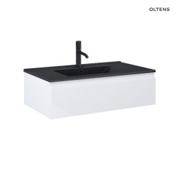 Vernal Zestaw Oltens Vernal umywalka z szafką 80 cm czarny mat/biały połysk 68007000