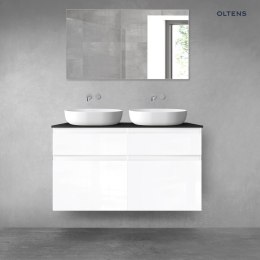 Vernal Oltens Vernal zestaw mebli łazienkowych 120 cm z blatem biały połysk/czarny mat 68303000