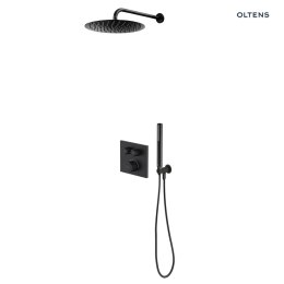 Onega Zestaw Oltens Onega (S) bateria podtynkowa z deszczownicą 22 cm Atran i kompletem prysznicowym Ume czarny mat 36623300