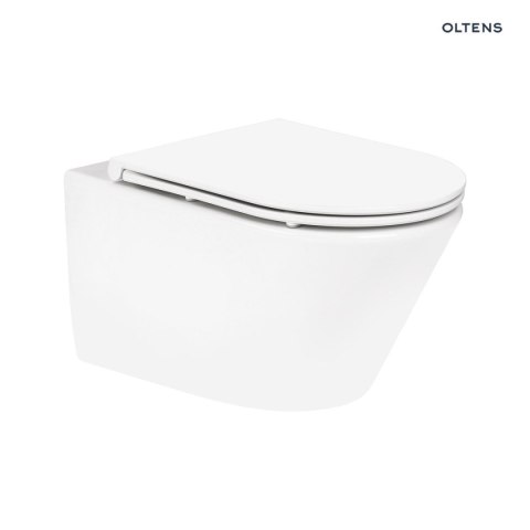 Jog Oltens Jog miska WC wisząca PureRim z deską wolnoopadającą Ovan Slim biały połysk 42036000