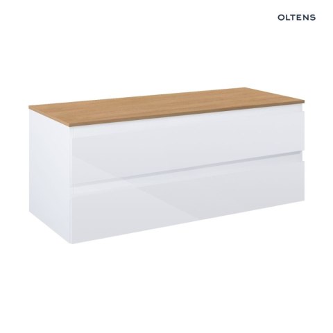 Vernal Oltens Vernal szafka 120 cm podumywalkowa wisząca z blatem biały połysk/dąb 68467000