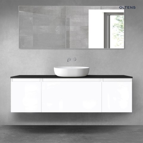 Vernal Oltens Vernal zestaw mebli łazienkowych 160 cm z blatem biały połysk/czarny mat 68383000