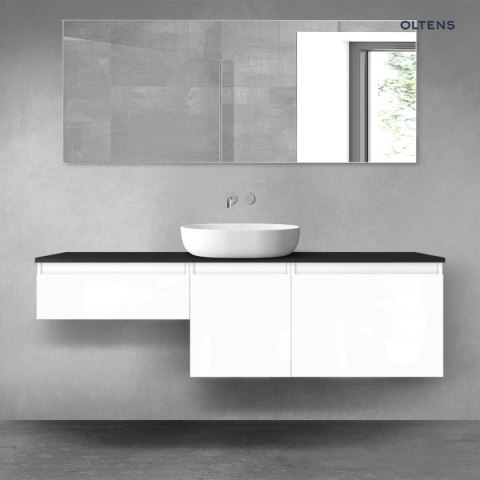 Vernal Oltens Vernal zestaw mebli łazienkowych 160 cm z blatem biały połysk/czarny mat 68432000