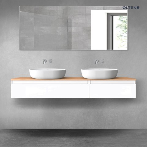 Vernal Oltens Vernal zestaw mebli łazienkowych 160 cm z blatem biały połysk/dąb 68356000