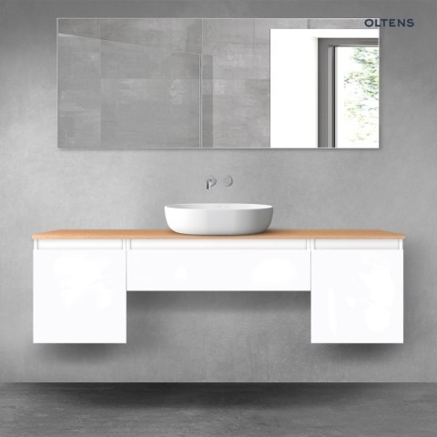 Vernal Oltens Vernal zestaw mebli łazienkowych 160 cm z blatem biały połysk/dąb 68391000