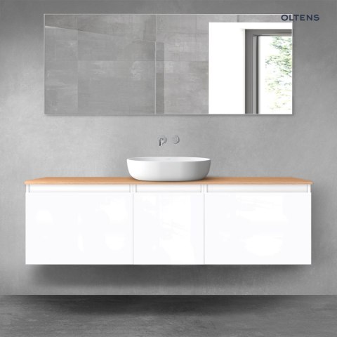 Vernal Oltens Vernal zestaw mebli łazienkowych 160 cm z blatem biały połysk/dąb 68419000