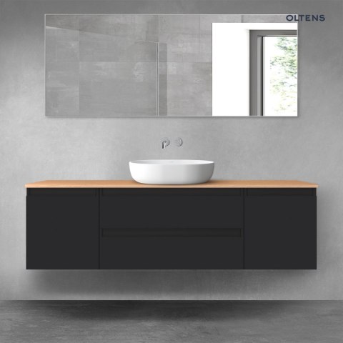 Vernal Oltens Vernal zestaw mebli łazienkowych 160 cm z blatem czarny mat/dąb 68380300
