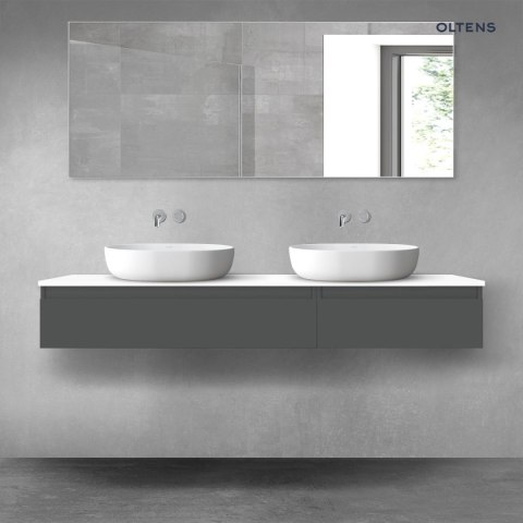 Vernal Oltens Vernal zestaw mebli łazienkowych 160 cm z blatem grafit mat/biały połysk 68357400