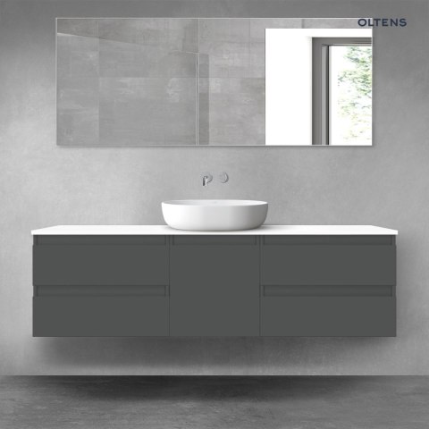 Vernal Oltens Vernal zestaw mebli łazienkowych 160 cm z blatem grafit mat/biały połysk 68401000