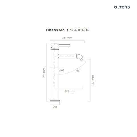 Molle Oltens Molle bateria umywalkowa stojąca wysoka złoty połysk 32400800