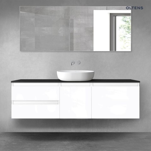Vernal Oltens Vernal zestaw mebli łazienkowych 160 cm z blatem biały połysk/czarny mat 68413000