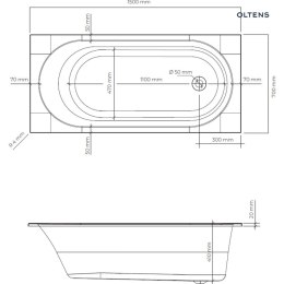 Lykke Oltens Lykke wanna 150x70 cm prostokątna akrylowa biała 10009000