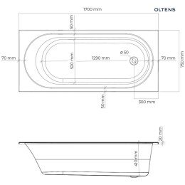 Lykke Oltens Lykke wanna 170x75 cm prostokątna akrylowa biała 10012000