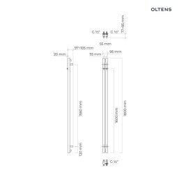 Stang Oltens Stang grzejnik łazienkowy 180x9,5cm grafit 55010400