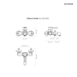 Molle Oltens Molle bateria wannowo-prysznicowa ścienna złoto szczotkowane 34000810