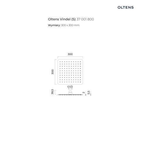 Vindel Oltens Vindel (S) deszczownica 30 cm kwadratowa złoty połysk 37001800 Vindel Oltens Vindel (S) deszczownica 30 cm kwadratowa złoty połysk 37001800