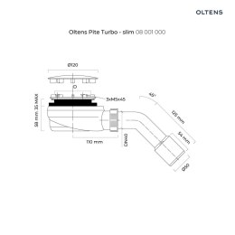 Pite Turbo Oltens Pite Turbo syfon do brodzika 90 mm plastikowy chrom 08001000