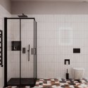 Bergytan Oltens Bergytan brodzik 80x80 cm kwadratowy RockSurface czarny mat 17100300