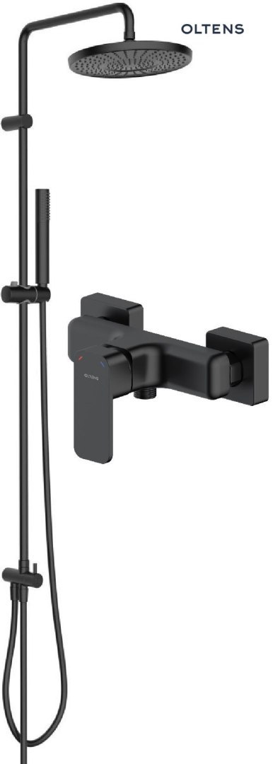 Hadsel Oltens Hadsel zestaw prysznicowy z baterią prysznicową ścienną czarny mat 36055300 Hadsel Oltens Hadsel zestaw prysznicowy z baterią prysznicową ścienną czarny mat 36055300