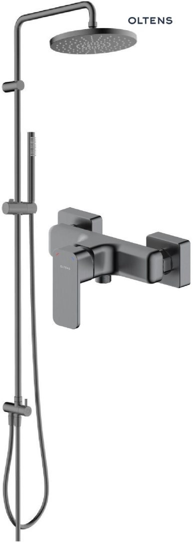 Hadsel Oltens Hadsel zestaw prysznicowy z baterią prysznicową ścienną grafit 36055400 Hadsel Oltens Hadsel zestaw prysznicowy z baterią prysznicową ścienną grafit 36055400