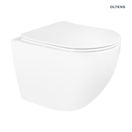 Hamnes Zestaw Oltens Hamnes miska wisząca WC PureRim z powłoką SmartClean z deską wolnoopadającą Slim biała 42541000