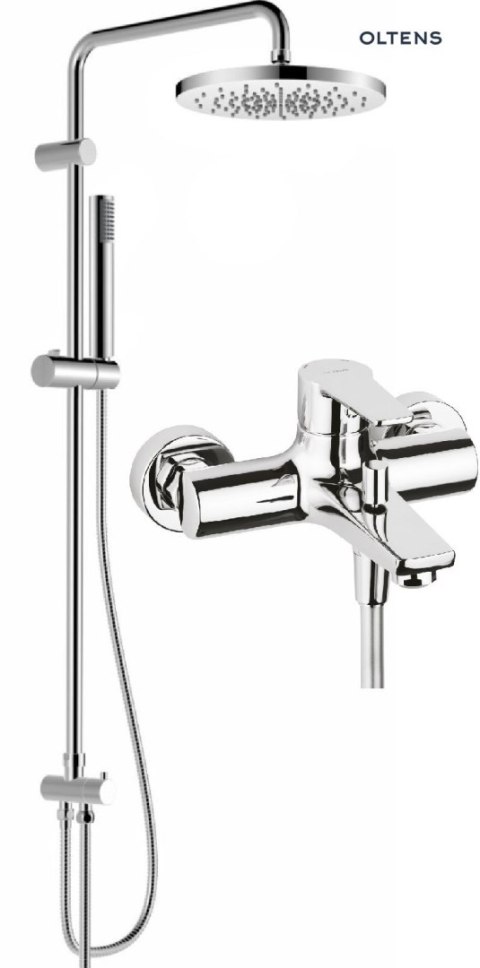 Jog Oltens Jog zestaw prysznicowy z baterią wannowo-prysznicową ścienną chrom 36048100 Jog Oltens Jog zestaw prysznicowy z baterią wannowo-prysznicową ścienną chrom 36048100