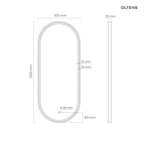 Nordlis Oltens Nordlis lustro 50x120 cm owalne z oświetleniem LED i systemem Klarglas 64104300 Nordlis Oltens Nordlis lustro 50x120 cm owalne z oświetleniem LED i systemem Klarglas 64104300