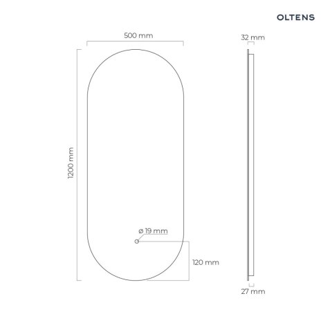 Nordlis Oltens Nordlis lustro 50x120 cm owalne z oświetleniem LED i systemem Klarglas 64114000 Nordlis Oltens Nordlis lustro 50x120 cm owalne z oświetleniem LED i systemem Klarglas 64114000
