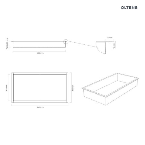 Grotta Oltens Grotta półka wnękowa 30x60x10 cm czarny mat 97001300 Grotta Oltens Grotta półka wnękowa 30x60x10 cm czarny mat 97001300