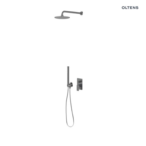 Hadsel bateria wannowo-prysznicowa podtynkowa z deszczownicą 30 cm Vindel i kompletem prysznicowym Ume grafit 3662 Hadsel bateria wannowo-prysznicowa podtynkowa z deszczownicą 30 cm Vindel i kompletem prysznicowym Ume grafit 3662