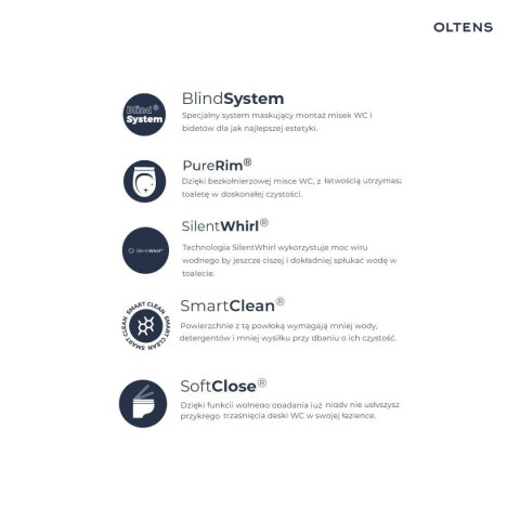 Jog Stille Oltens Jog Stille miska WC wisząca PureRim SmartClean biały połysk 42528000 Jog Stille Oltens Jog Stille miska WC wisząca PureRim SmartClean biały połysk 42528000