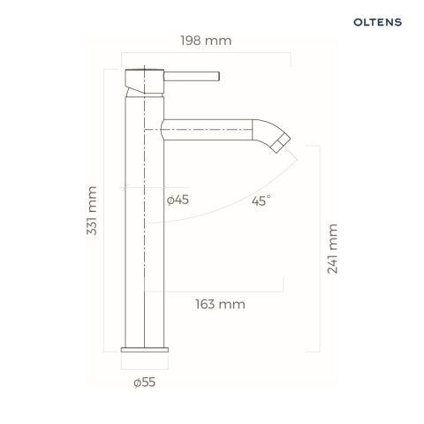 Molle Oltens Molle bateria umywalkowa stojąca wysoka czarny mat 32400300 Molle Oltens Molle bateria umywalkowa stojąca wysoka czarny mat 32400300