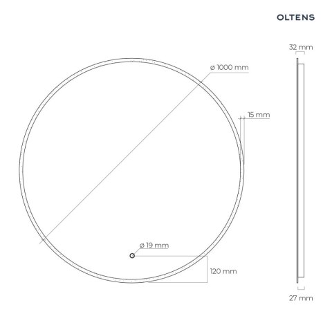 Nordlis Oltens Nordlis lustro 100 cm okrągłe z oświetleniem LED i systemem Klarglas 64102000 Nordlis Oltens Nordlis lustro 100 cm okrągłe z oświetleniem LED i systemem Klarglas 64102000