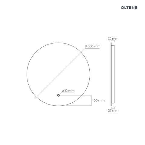 Nordlis Oltens Nordlis lustro 60 cm okrągłe z oświetleniem LED i systemem Klarglas 64108000 Nordlis Oltens Nordlis lustro 60 cm okrągłe z oświetleniem LED i systemem Klarglas 64108000
