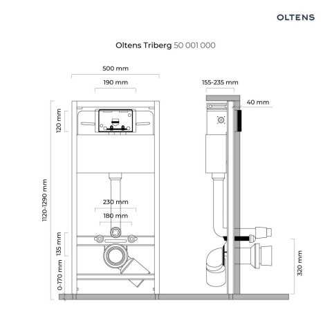 Triberg Oltens Triberg stelaż podtynkowy do miski wc wiszącej 50001000 Triberg Oltens Triberg stelaż podtynkowy do miski wc wiszącej 50001000