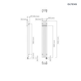Stang Oltens Stang (e) grzejnik elektryczny 150x20,5 cm czarny mat 55120300