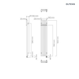 Stang Oltens Stang (e) grzejnik łazienkowy 150x26 cm czarny 55121300