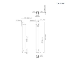 Stang Oltens Stang grzejnik łazienkowy 150x15 cm czarny 55019300