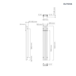 Stang Oltens Stang grzejnik łazienkowy 150x20,5 cm biały 55020000
