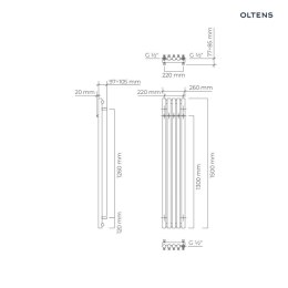 Stang Oltens Stang grzejnik łazienkowy 150x26 cm biały 55021000
