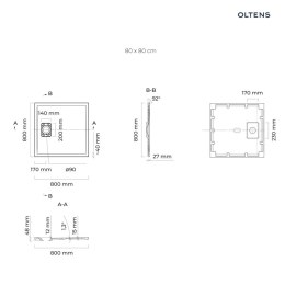 Bergytan Oltens Bergytan brodzik kwadratowy 80x80 cm RockSurface kaszmir 17100900