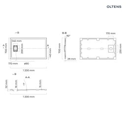 Bergytan Oltens Bergytan brodzik prostokątny 120x70 cm RockSurface kaszmir 15102900