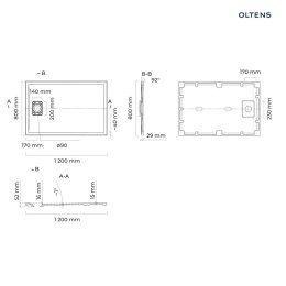 Bergytan Oltens Bergytan brodzik prostokątny 120x80 cm RockSurface kaszmir 15103900